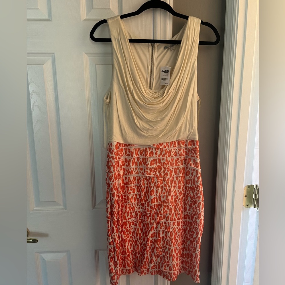 Cream and coral dress